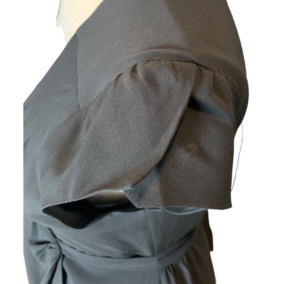 Banana Republic Wrap Style Dress Women's Sz 2 Black Polyester Cap Flutter Sleeve - Picture 4 of 13